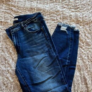 KanCan Dark Blue Distressed Ankle Jeans